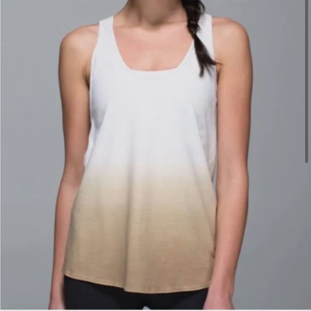 Lululemon Athletica White and Tan Gradient racerback Tank Top